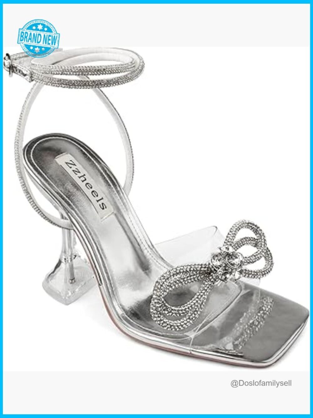 Clear Slingback Heels Square Toe Chunky Heel Party Wedding Dress Sandals